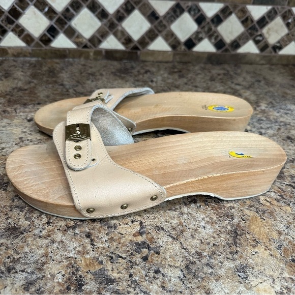 Dr. Scholl's Shoes - Dr. Scholl's Original Leather Wood Clog Slides Sandals Shoes Made in Italy Sz 10